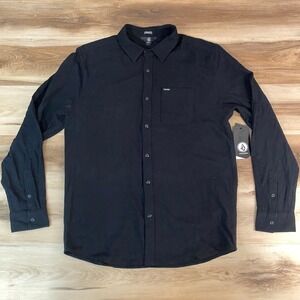 Volcom Shirt Mens XL Classic Fit Long Sleeve Button Up Caden Black